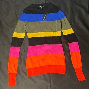 EXPRESS Colorful Striped Crewneck Sweater